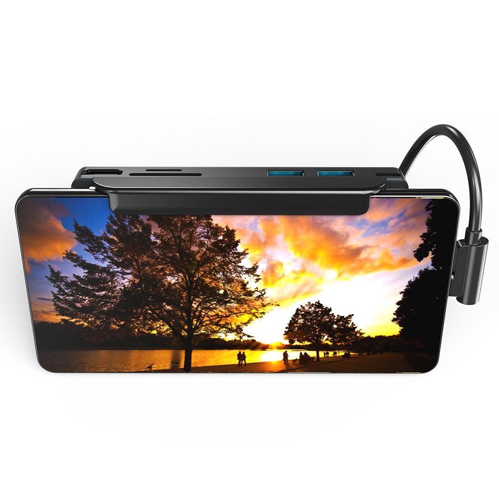 6-in-1 Type-C Hub Multifunctional Type-C Converter Aluminum Alloy Shell with HD USB2.0 USB3.0 PD Ports TF SD Card Slots