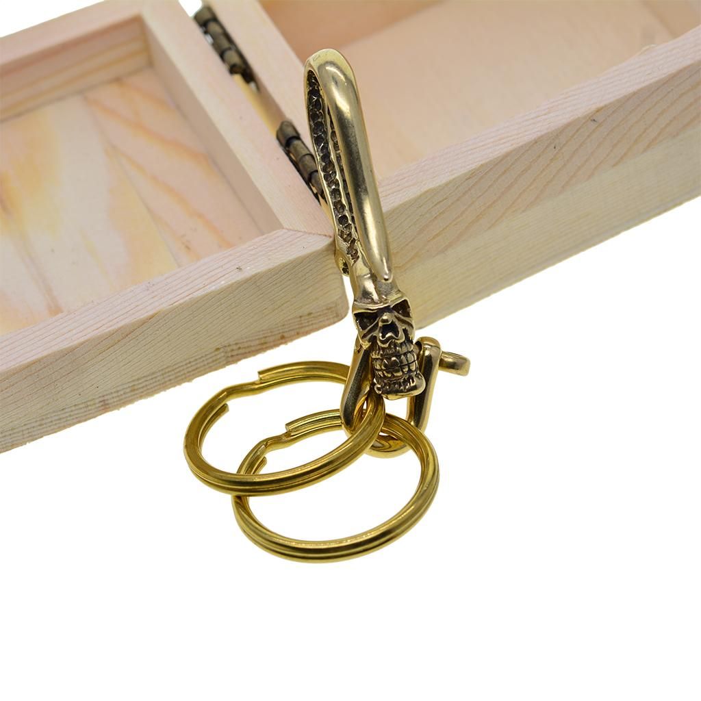 2X Retro Solid Brass Biker Punk Skull Fob Pants Jeans Trousers Hooks
