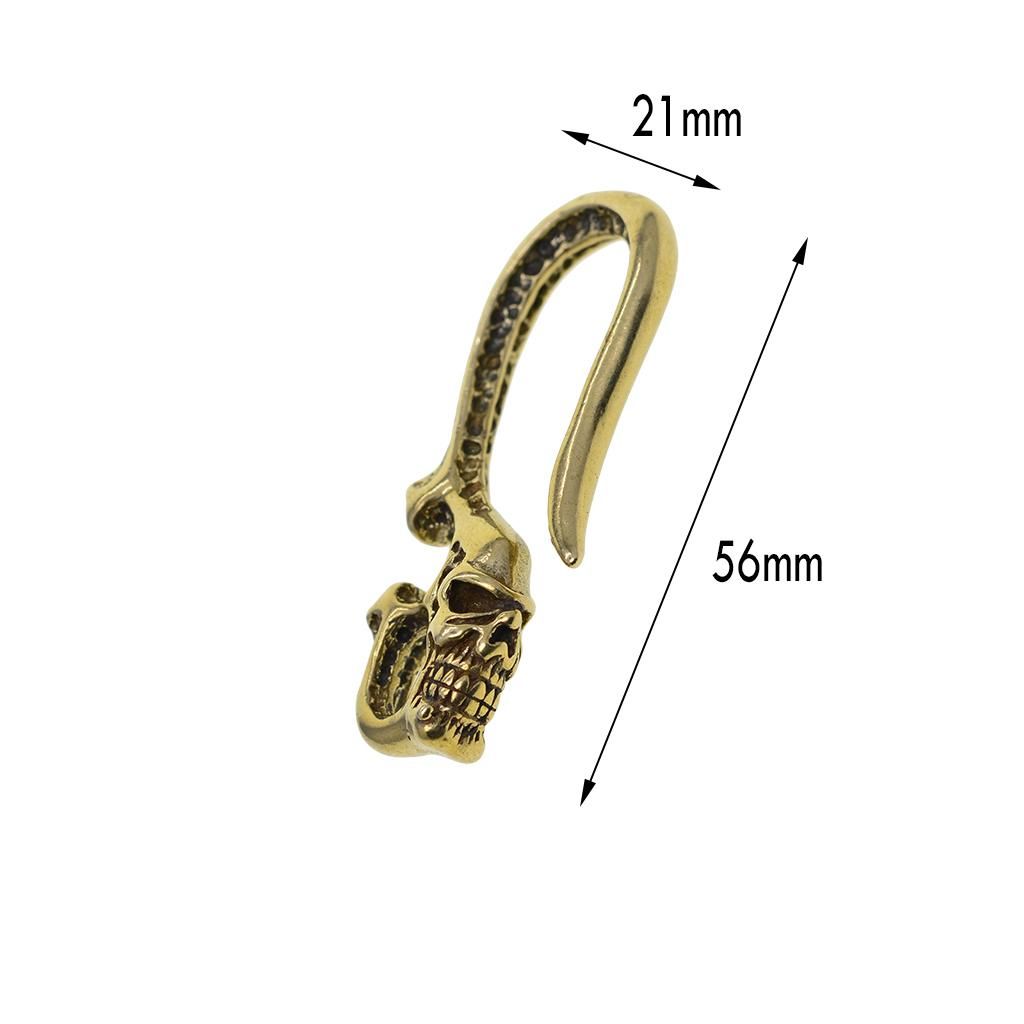 2X Retro Solid Brass Biker Punk Skull Fob Pants Jeans Trousers Hooks