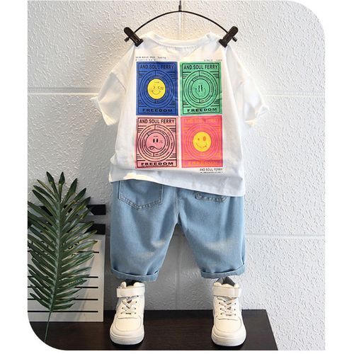 Children's Short-sleeved Suit 2022 New Children's Summer Clothing