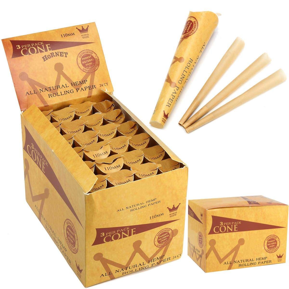 24 X Pack 72 Cones 110MM Natural Brown Rolling Paper Pre-Rolled Cones