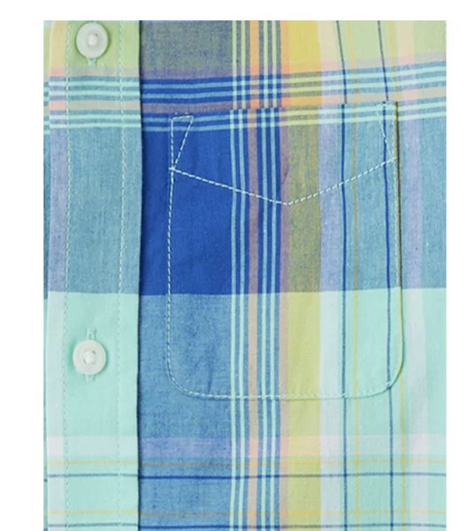 Boys Short Sleeve Plaid Button-up Shirt,