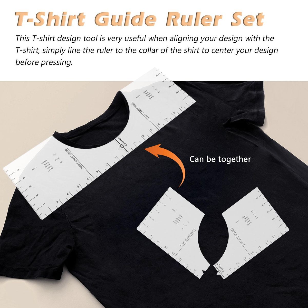 Acrylic Transparent T-Shirt Guide Ruler Round Collar Calibration Tool Sewing Accessories Aligns Tool Ruler