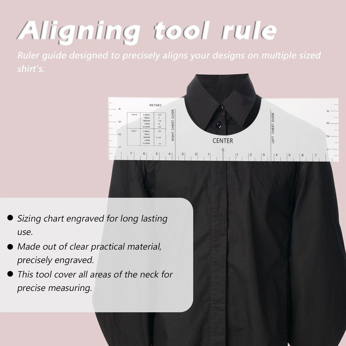 Acrylic Transparent T-Shirt Guide Ruler Round Collar Calibration Tool Sewing Accessories Aligns Tool Ruler