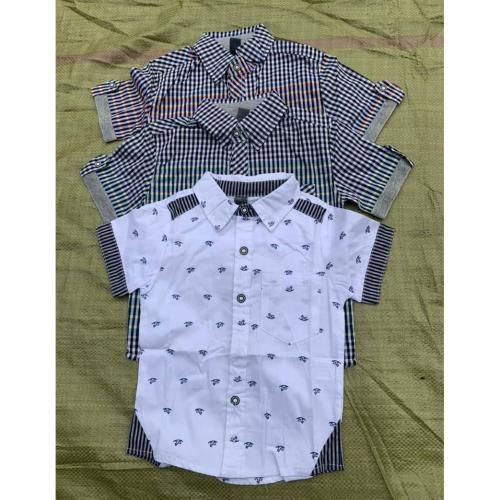 Children Button Down Shirts Short Sleeve Top For Boys - A Set Of 3