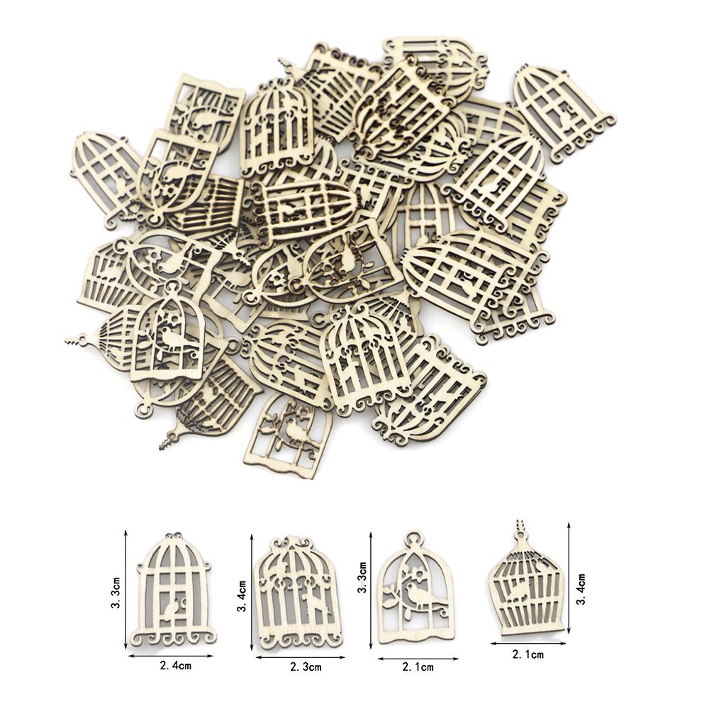 50Pcs Wood Bird Cage Wall Hanging Ornament DIY Art Crafts