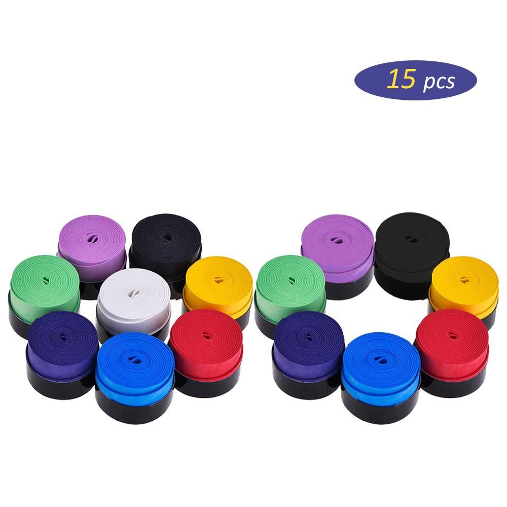 15Pcs Badminton Bat Sweatband Anti-slip Tennis Racket Grips Tape Fishing Rod Sweat Absorbent Strips
