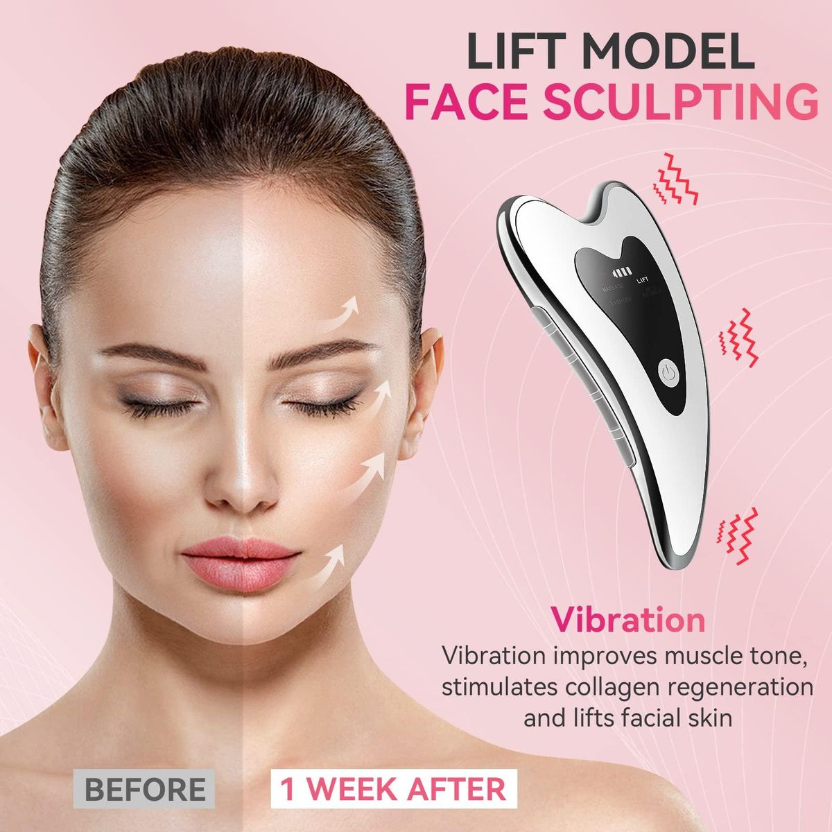 Gua Sha Facial Tools - Electric Gua Sha - Face Sculpting Tool - Face Lift Device - Heated & Vibration & Red Light Face Massager, Anti-Aging & Wrinkles