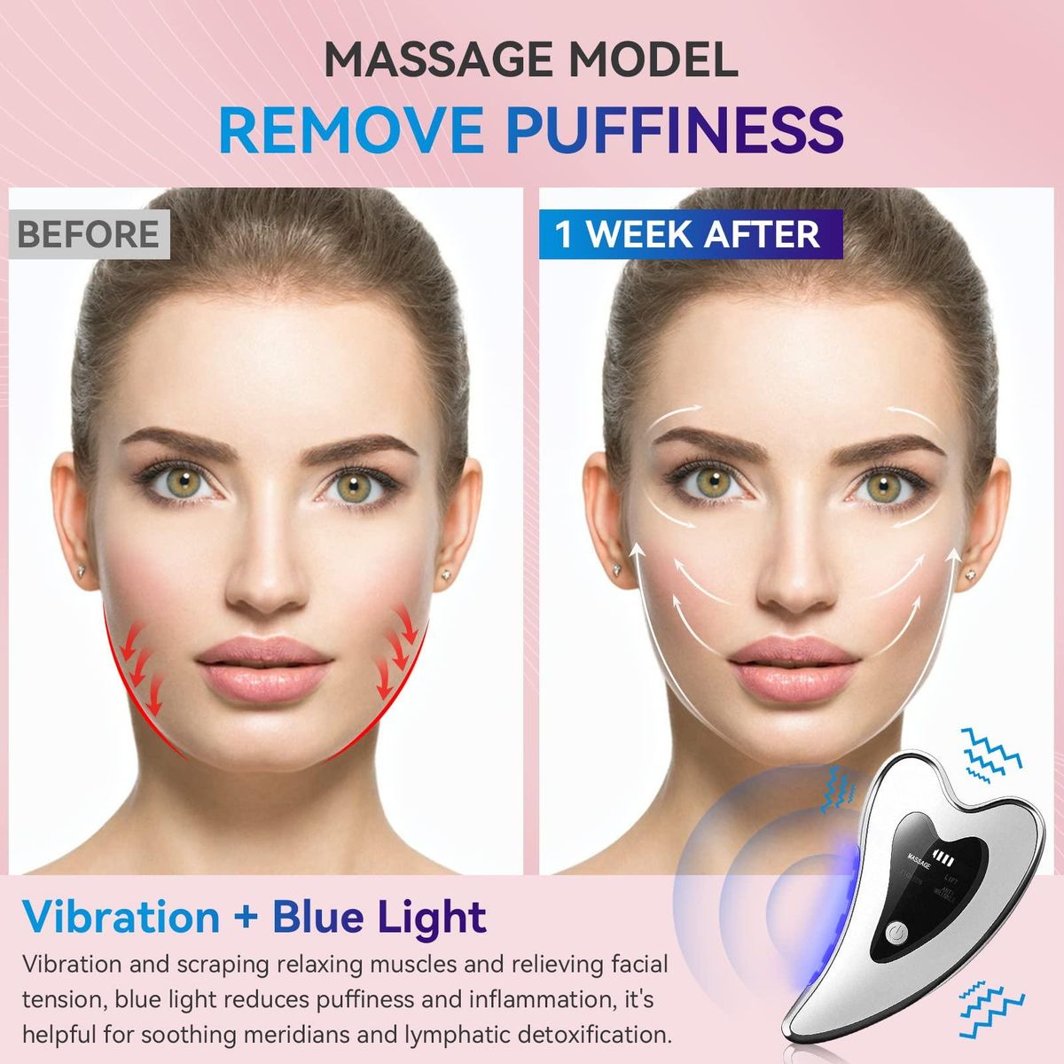 Gua Sha Facial Tools - Electric Gua Sha - Face Sculpting Tool - Face Lift Device - Heated & Vibration & Red Light Face Massager, Anti-Aging & Wrinkles