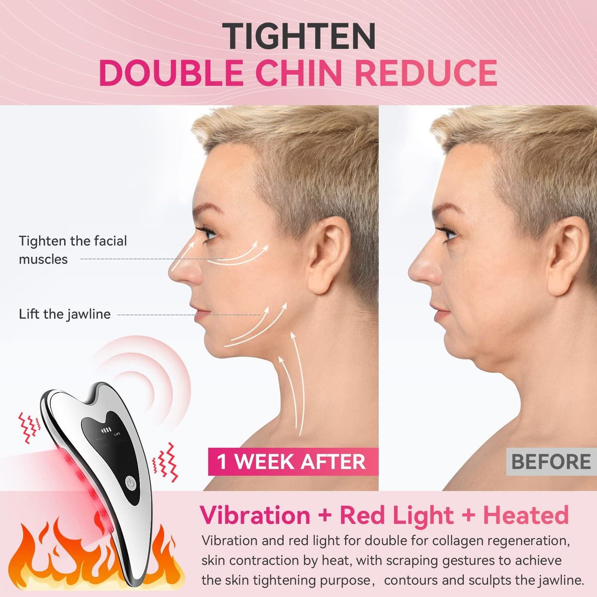 Gua Sha Facial Tools - Electric Gua Sha - Face Sculpting Tool - Face Lift Device - Heated & Vibration & Red Light Face Massager, Anti-Aging & Wrinkles
