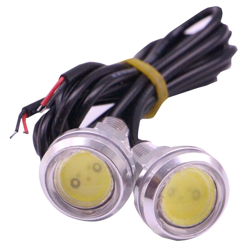 2 PCS 2x 3W 120LM Waterproof Eagle Eye Light White LED Light For Vehicles, Cable Length: 60cm(Silver)