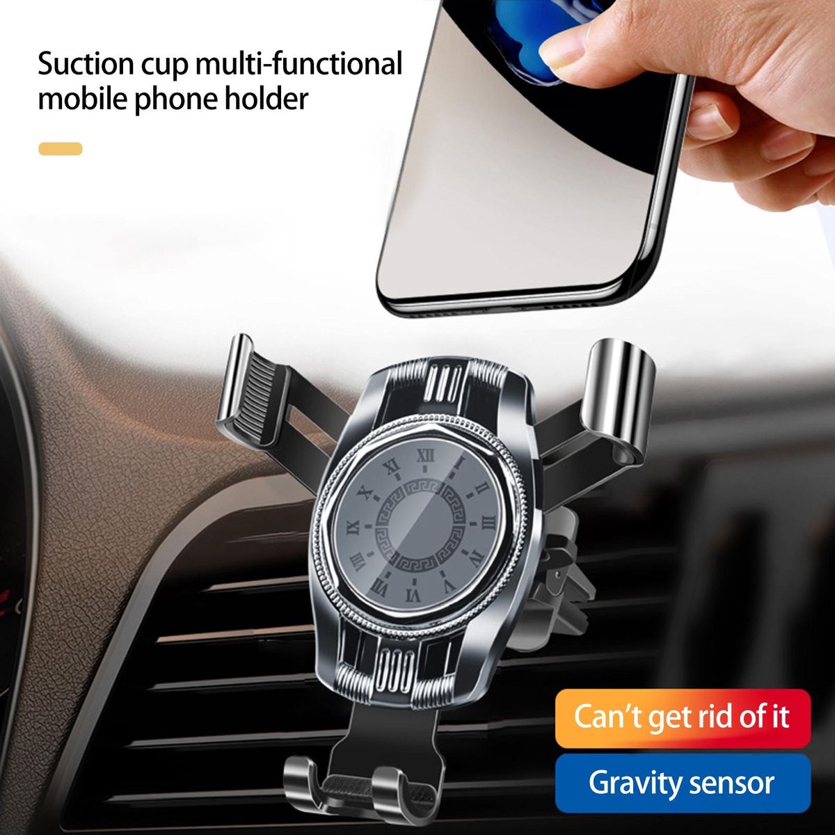 Car Phone Stand Gravity Rebound Car Air Outlet Phone Holder Black