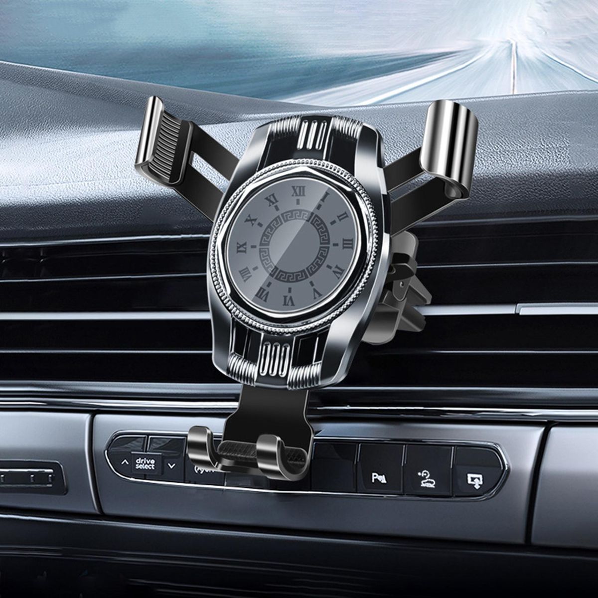 Car Phone Stand Gravity Rebound Car Air Outlet Phone Holder Black