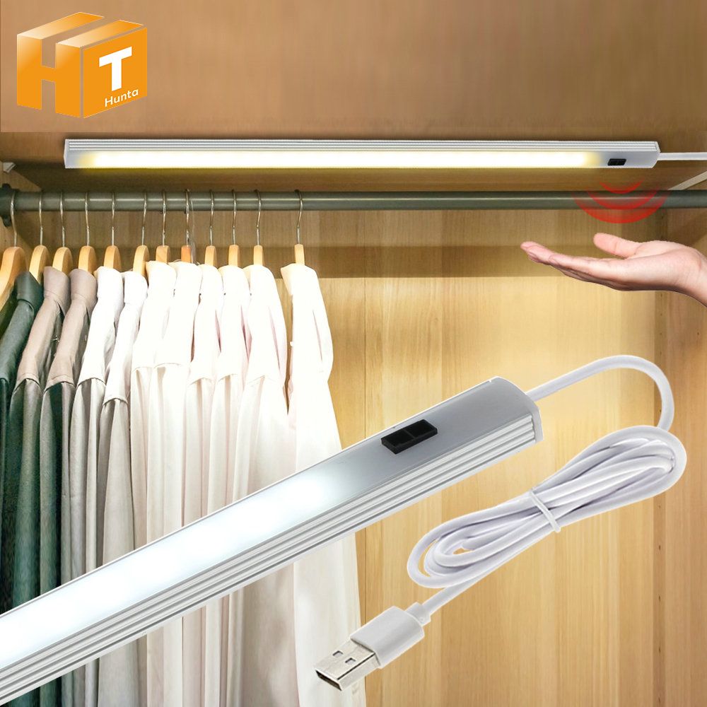 USB 5V LED Under Cabinet Light Motion Sensor Hand Sweep Lamp 20/30/40/50 CM For Cupboard Wardrobe Bed Closer Stairs Kitchen-20cm