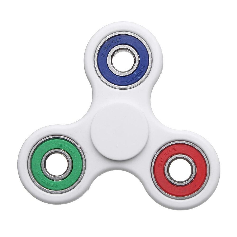Hand Spinner Tri Fidget Ceramic Ball Desk Toy Gyro Spinner EDC Stocking Stuffer Kids Adult White+3 Colors Multicolor