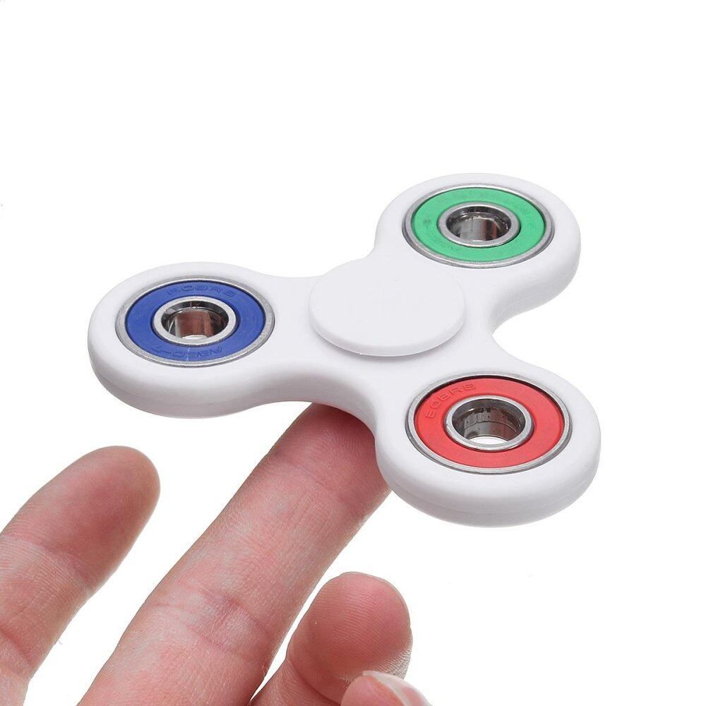 Hand Spinner Tri Fidget Ceramic Ball Desk Toy Gyro Spinner EDC Stocking Stuffer Kids Adult White+3 Colors Multicolor