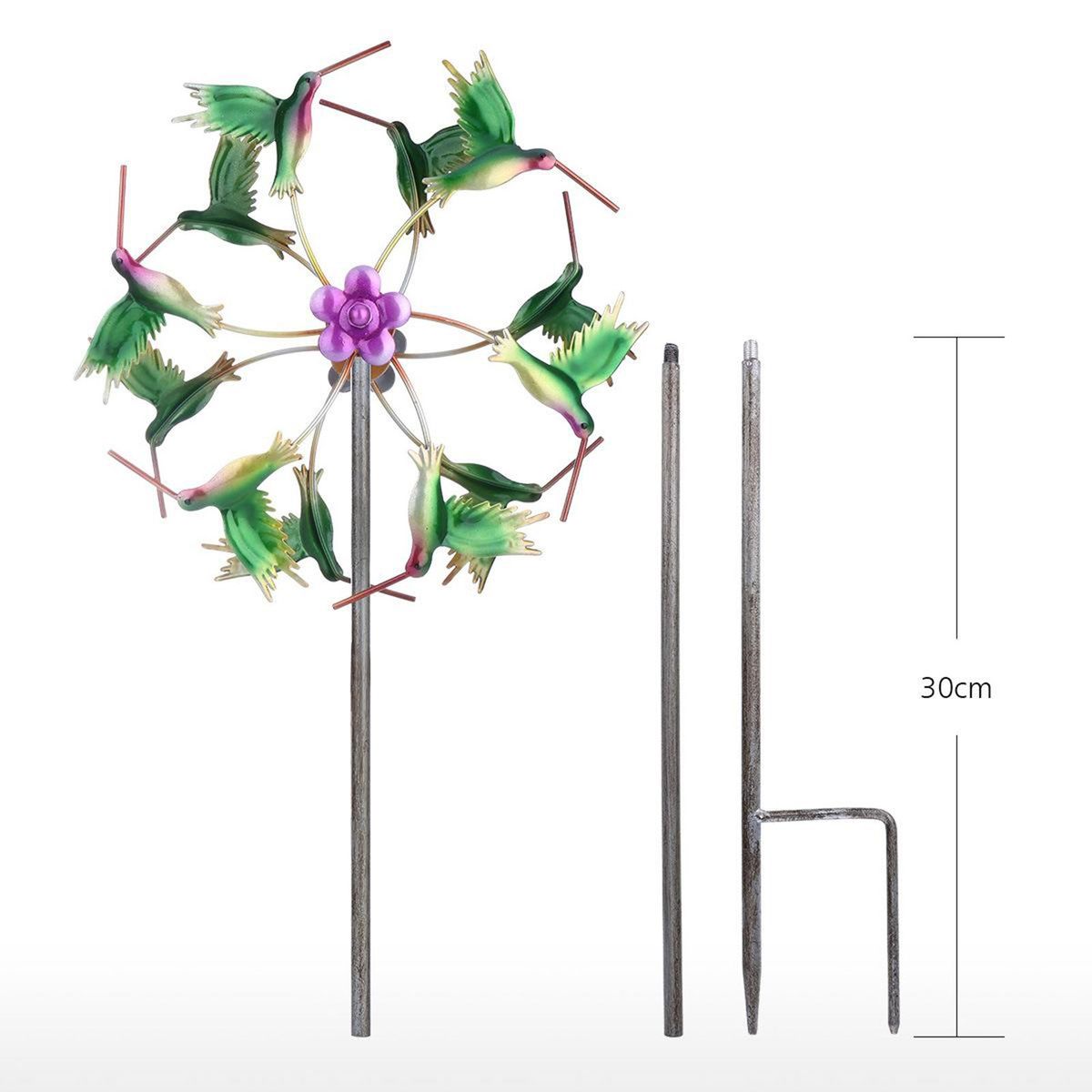 Outdoor Yard Wind Mill Spinner Lawn Garden Patio Stake Hummingbirds