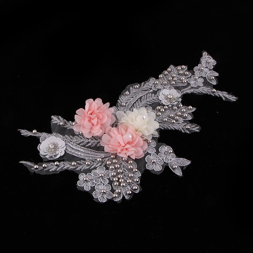 Lace  Flower Bead Applique Fabric Sewing For Dresses, Feminine