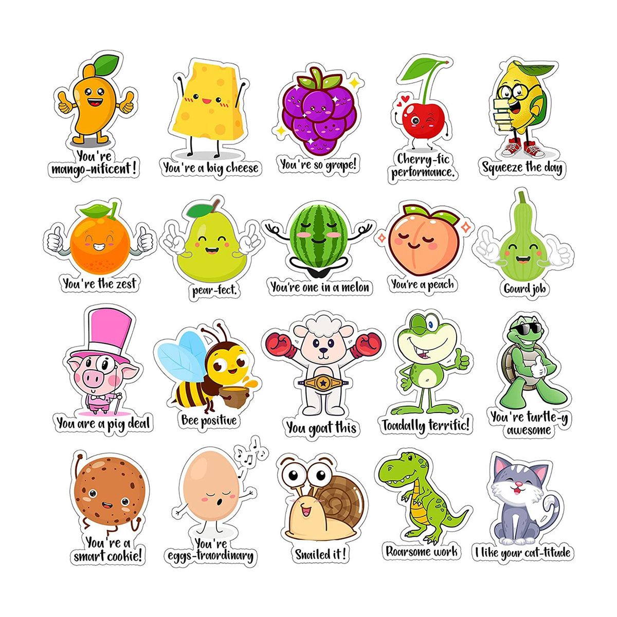 200Pcs Teacher Reward Sticker Animals Fruit Motivational Sticker Multicolor