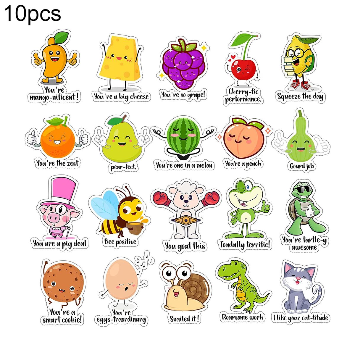 200Pcs Teacher Reward Sticker Animals Fruit Motivational Sticker Multicolor
