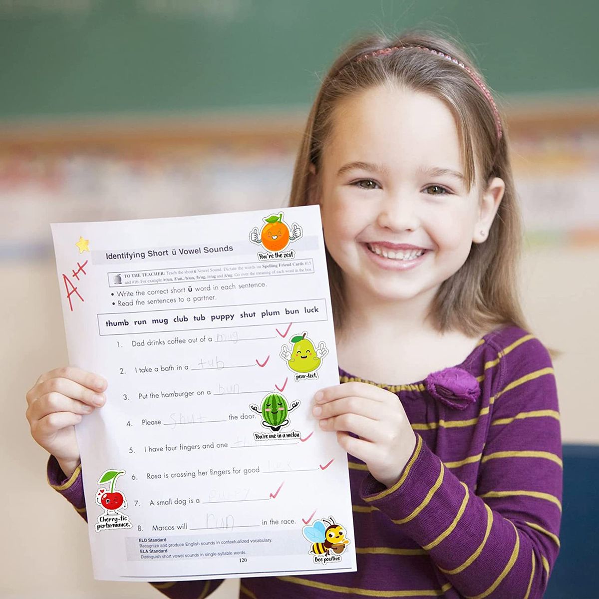 200Pcs Teacher Reward Sticker Animals Fruit Motivational Sticker Multicolor