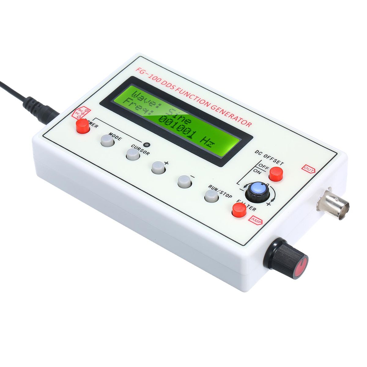 1HZ-500KHZ FG-100 DDS Functional Signal Generator Sine Triangle Square Sawtooth ECG Noise Output Frequency Meter Signal Source Module Frequency Counter