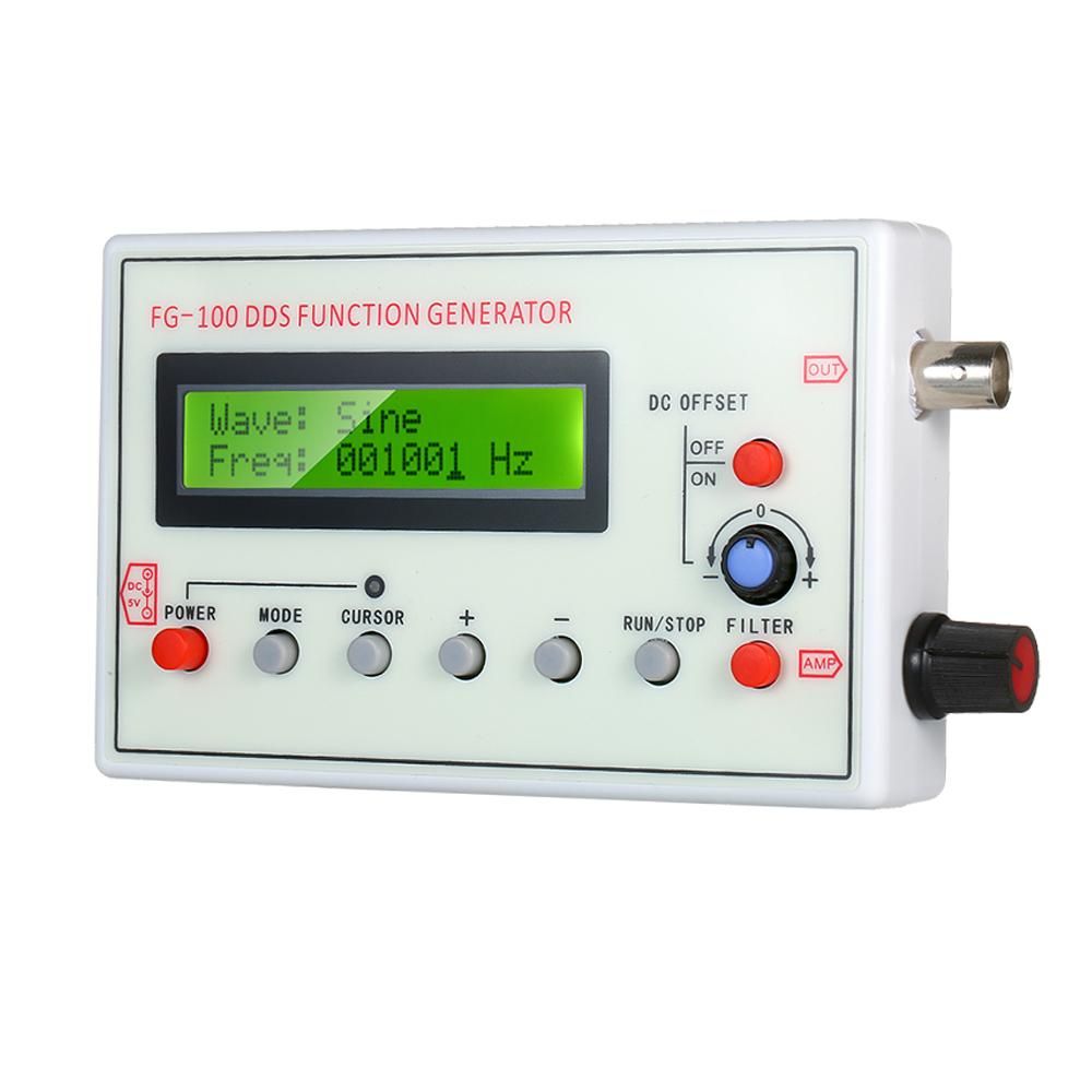 1HZ-500KHZ FG-100 DDS Functional Signal Generator Sine Triangle Square Sawtooth ECG Noise Output Frequency Meter Signal Source Module Frequency Counter