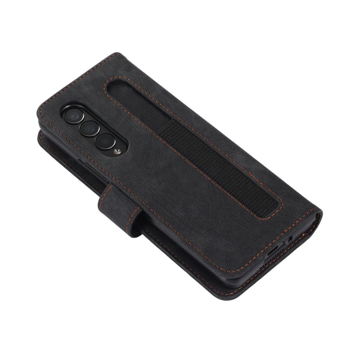 Suitable for Samsung Z Fol4 Phone Case Pen Cao Leather Case Z Fol3 Lanyard Crossbody Foldable Screen Protective Case 5G
