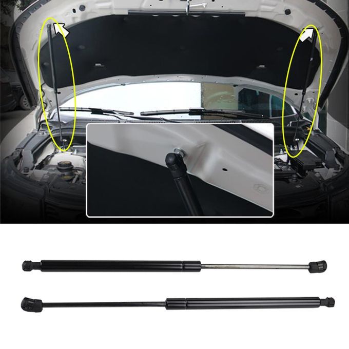 2Pcs Carbon Steel Front Hood Bonnet Support Lift-Black