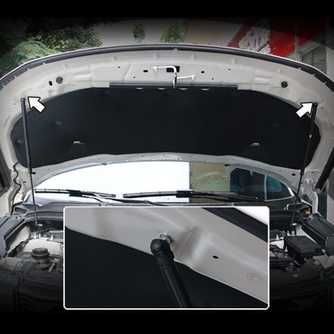 2Pcs Carbon Steel Front Hood Bonnet Support Lift-Black