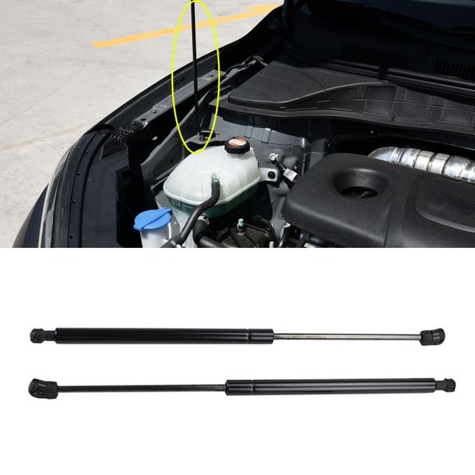 2Pcs Carbon Steel Front Hood Bonnet Support Lift-Black