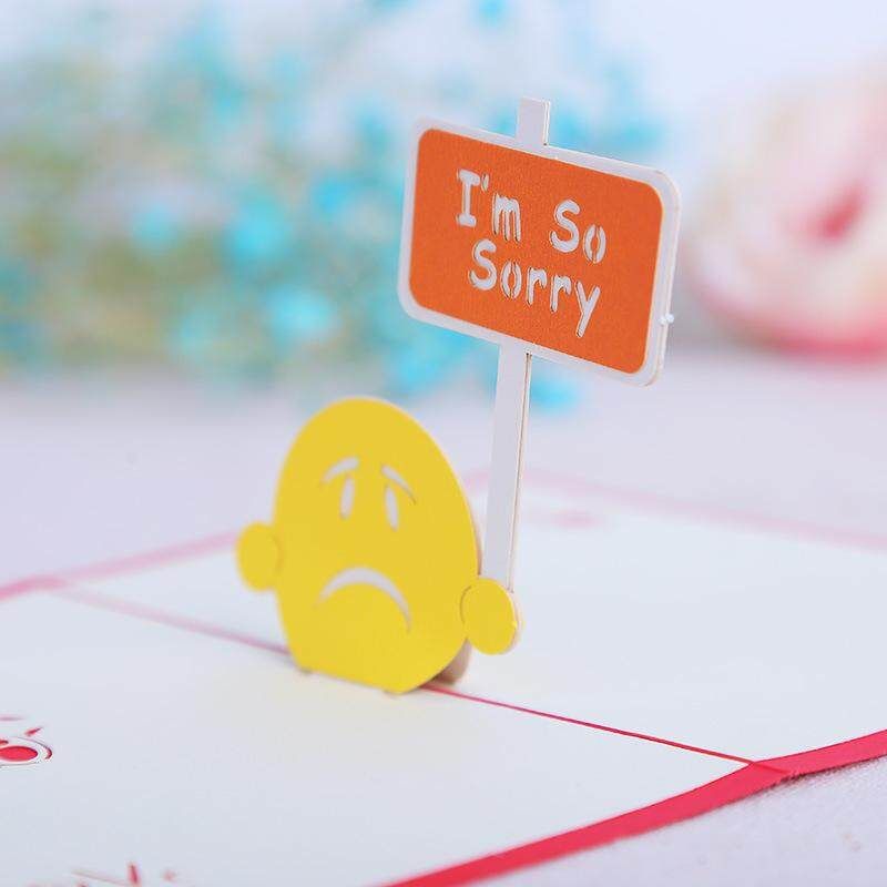 3D Up I'm So Sorry Greeting Apologize Card Christmas Gifts Party Greeting Card