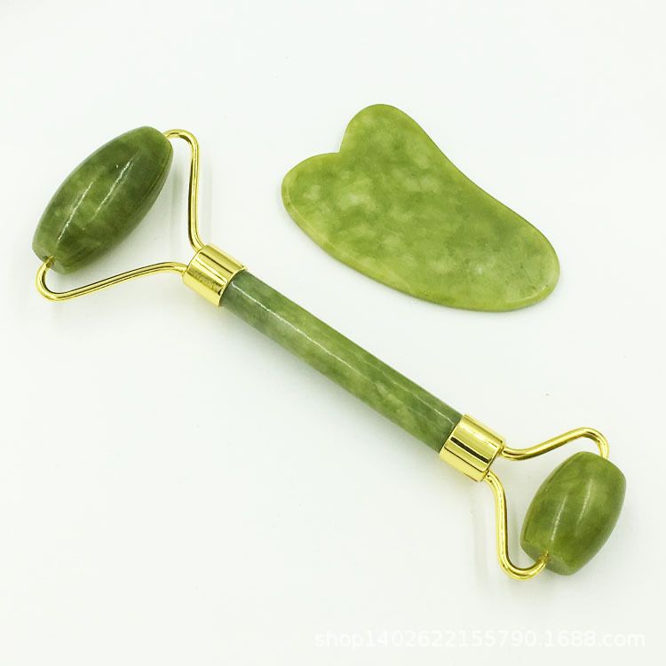 Jade Roller And Gua Sha Face Set With Scraping Plate For Facial Massage