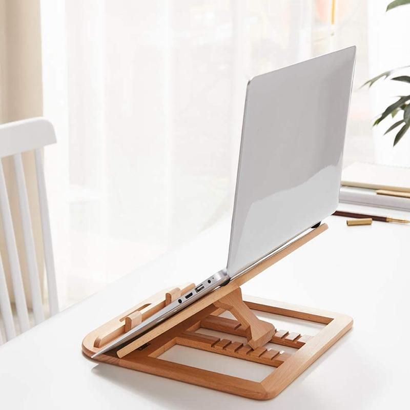 Laptop Stand, Wooden Foldable Portable Computer Stands ,Ergonomic Laptop Holder for All Laptops 10-15.6 inch
