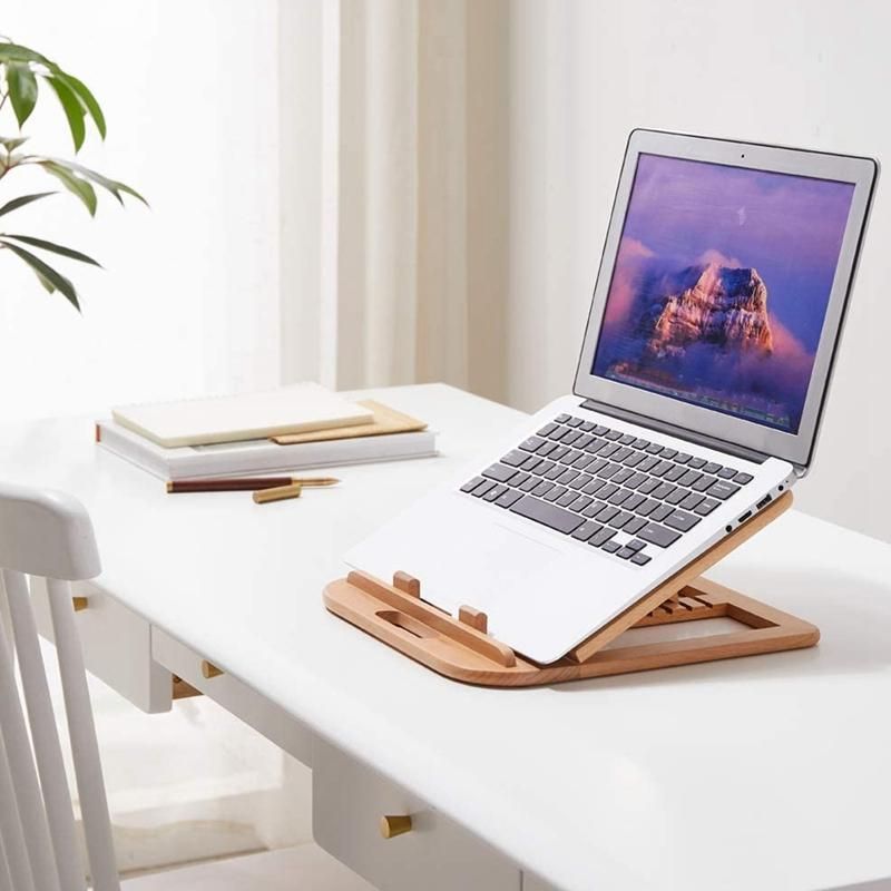 Laptop Stand, Wooden Foldable Portable Computer Stands ,Ergonomic Laptop Holder for All Laptops 10-15.6 inch