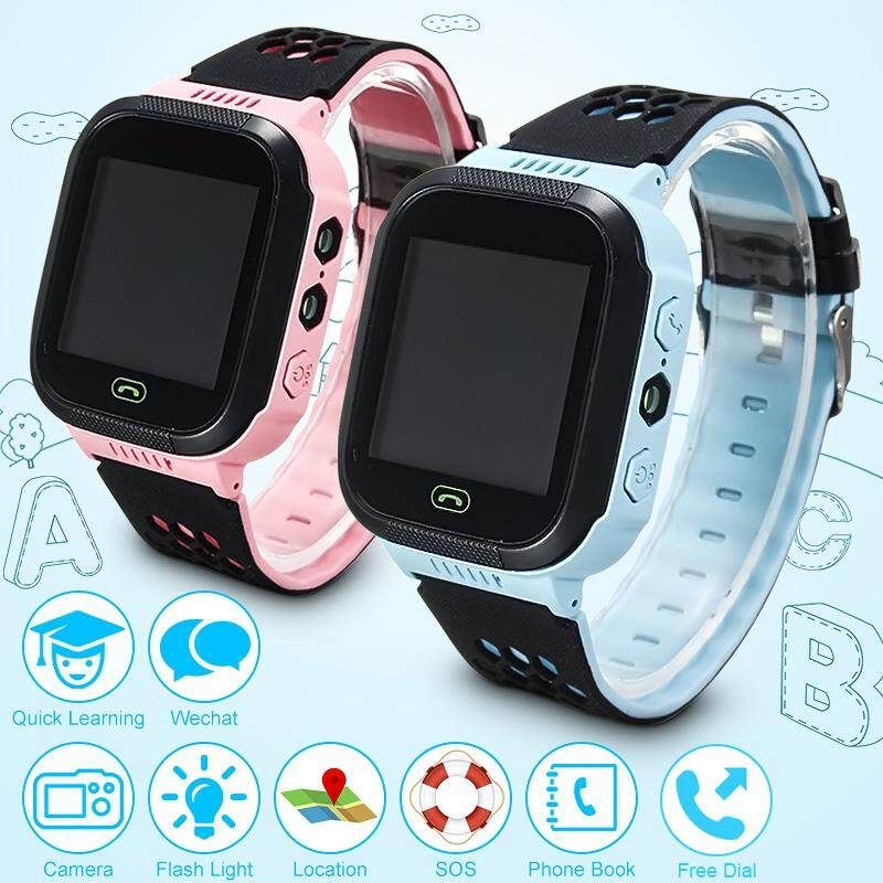 Anti-lost Kids LBS Tracker SOS Call Children Smart Watch For Android IOS Phone Blue Blue With Camera