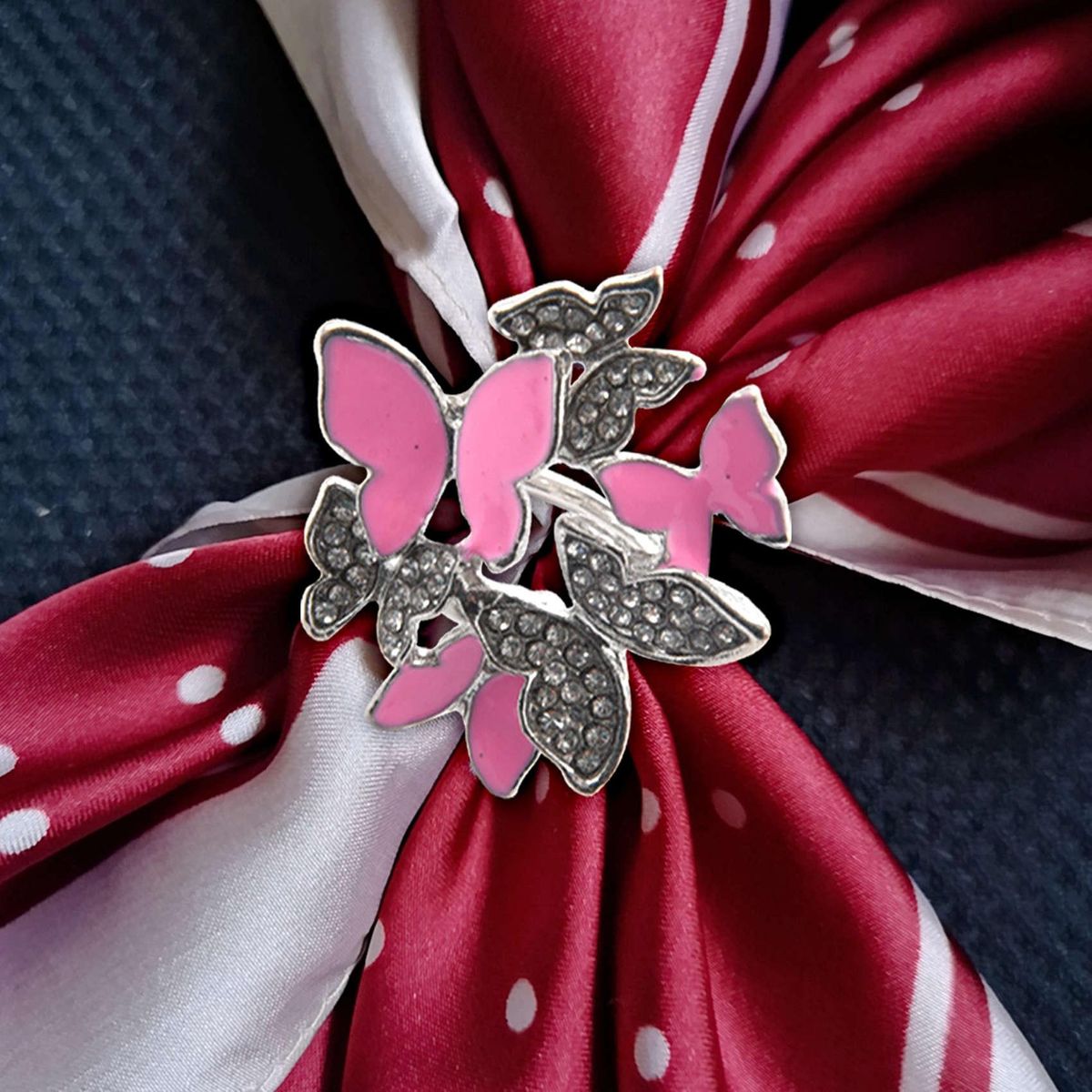 Elegant 3 Rings erfly Scarf Ring Silk Scarf Buckle Clip