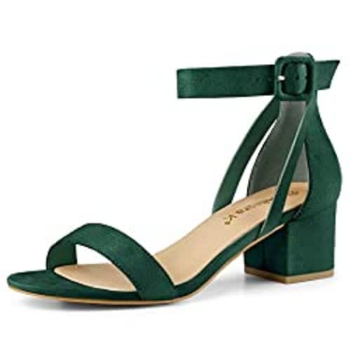 K Women's Crisscross Ankle Strap Block Heel - Green