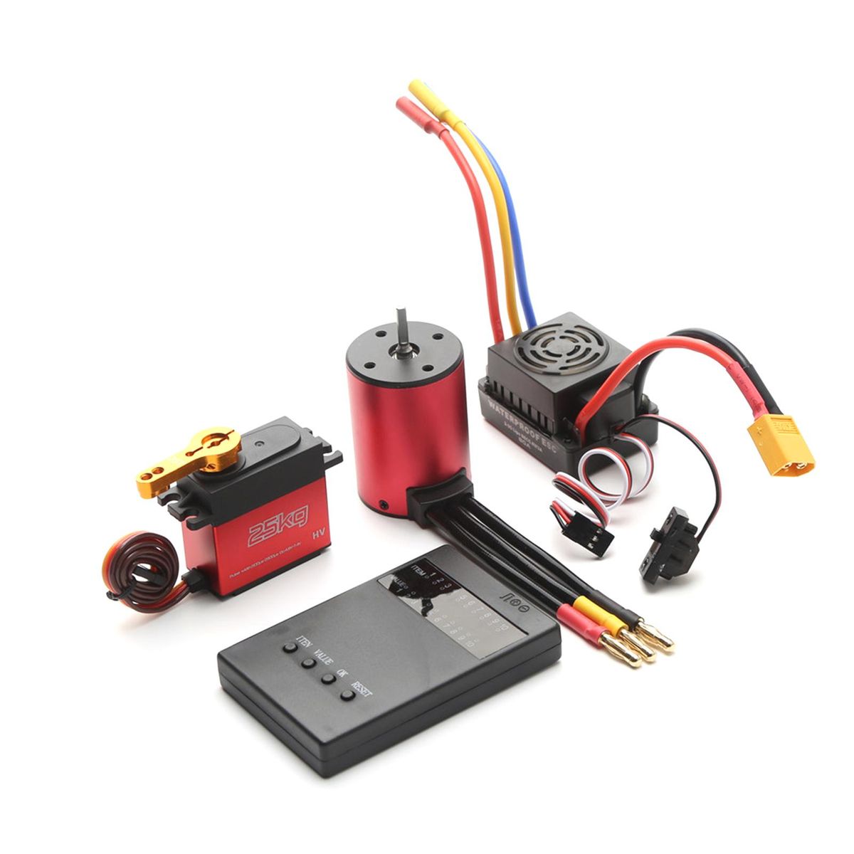 S3650 3900KV Brushless Motor 60A Brushless ESC XT60 Plug 25KG Servo Programming Card Replacement for 1/8/1/10 Tamiya Car