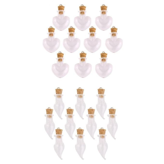 20pcs Crystal Heart/Pepper Glass Bottles Pendants Vials Charms