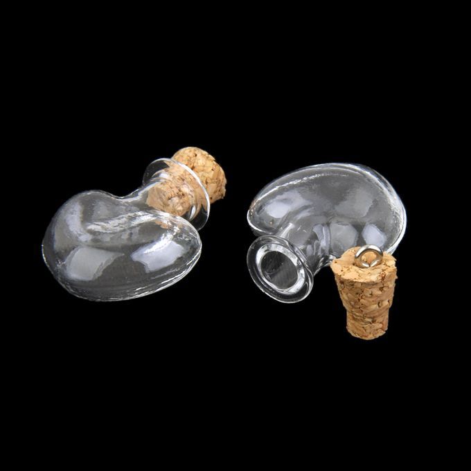 20pcs Crystal Heart/Pepper Glass Bottles Pendants Vials Charms