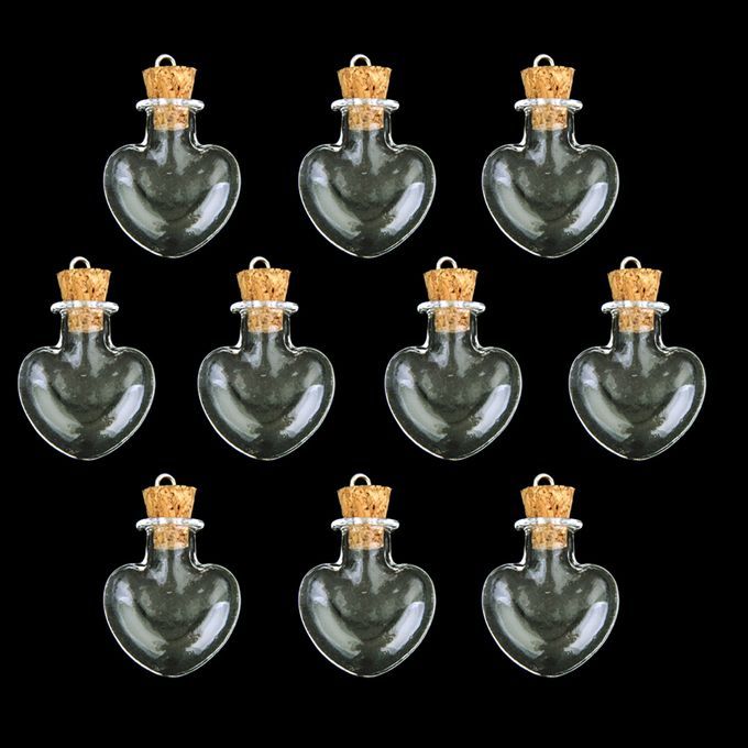 20pcs Crystal Heart/Pepper Glass Bottles Pendants Vials Charms