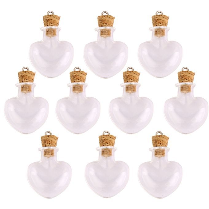20pcs Crystal Heart/Pepper Glass Bottles Pendants Vials Charms