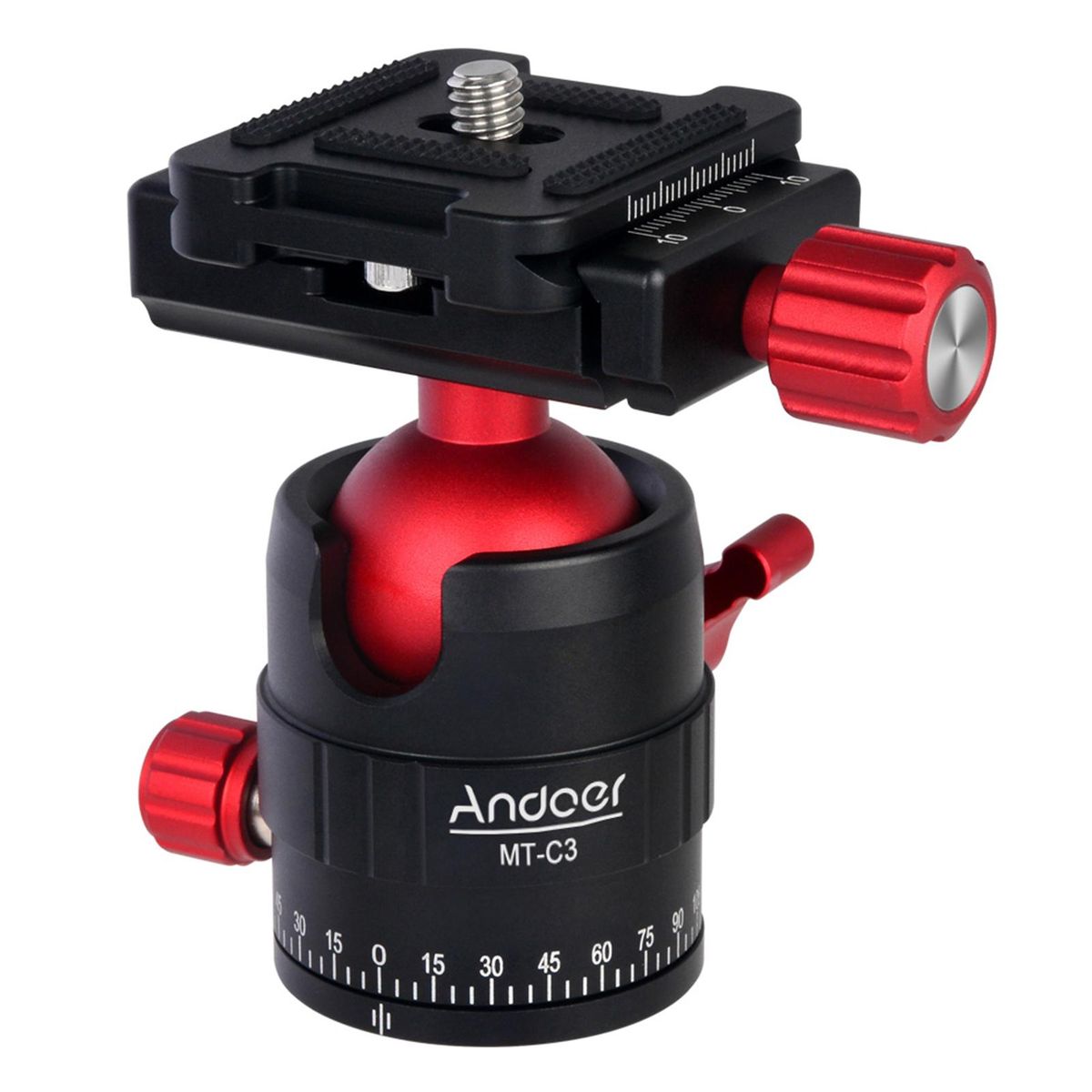Andoer MT-C3 Compact Size Panoramic Tripod Ball Head Adapter 360° Rotation Aluminium Alloy with Quick Release Plate