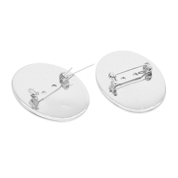 10x Brooch Blank Lapel Pin Badge Base Pin-Back Bezel Base Platinum