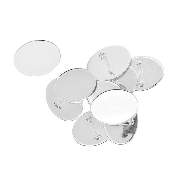 10x Brooch Blank Lapel Pin Badge Base Pin-Back Bezel Base Platinum