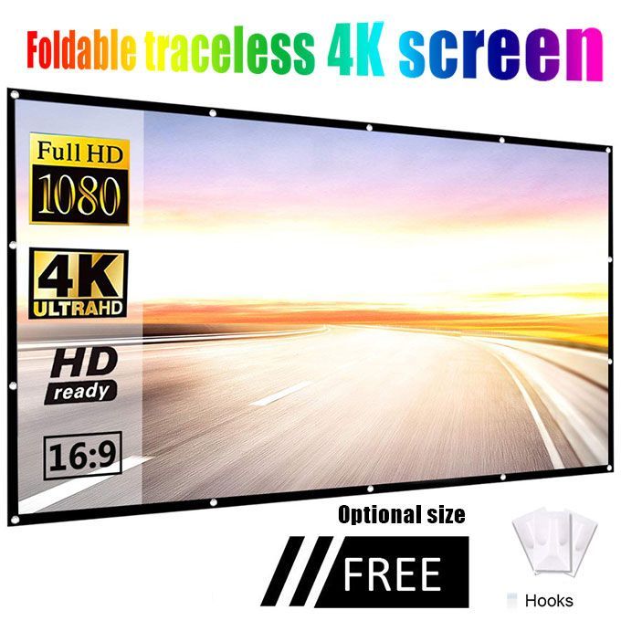 Projection Screen Portable 30-150 Inch 16:9,Outdoor Movie Screen For Travel Home Theater