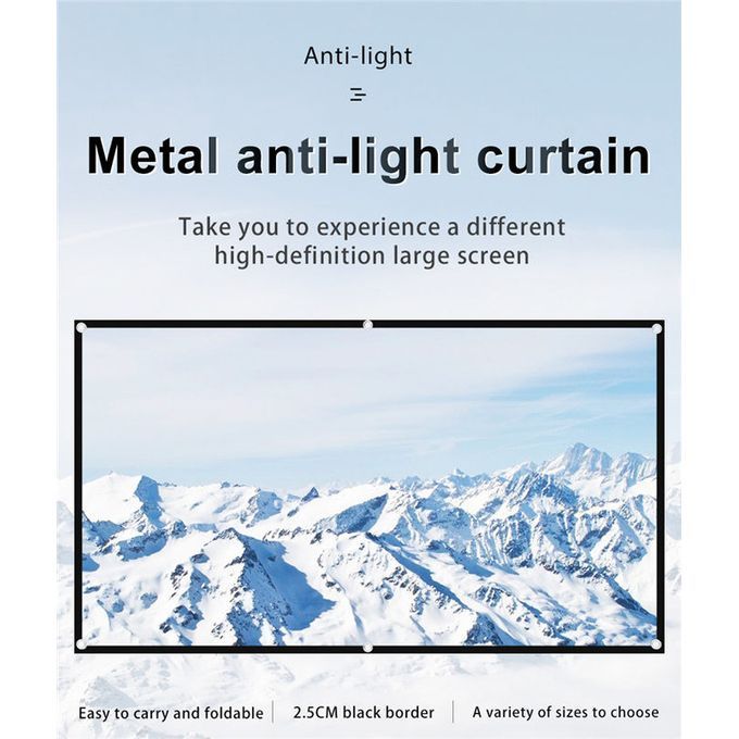 Projector Anti-Light Curtain Screen 60-120 Inches 3d HD Portable With Holes Outdoor Indoor