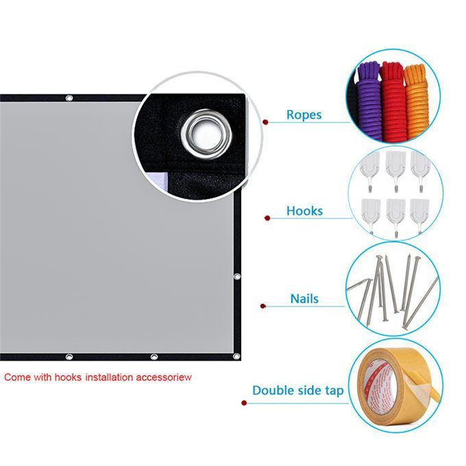 Projector Anti-Light Curtain Screen 60-120 Inches 3d HD Portable With Holes Outdoor Indoor