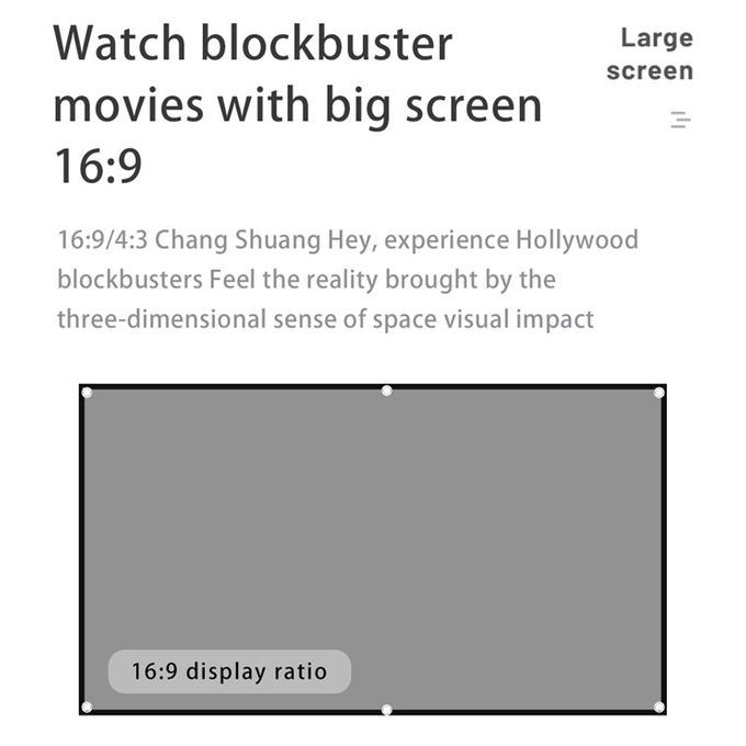 Projector Anti-Light Curtain Screen 60-120 Inches 3d HD Portable With Holes Outdoor Indoor
